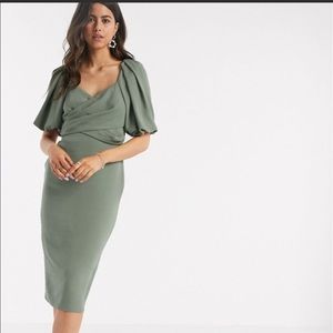 ASOS wrap puff sleeve dress